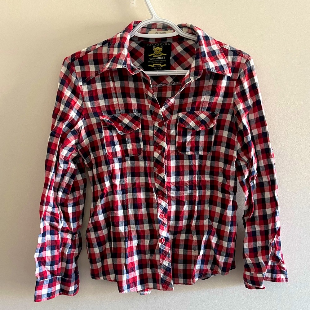 Large (fits medium) YDE plaid shirt long sleeve button up